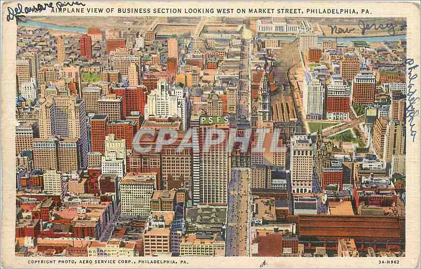CPA Airplane view of business section looking west on Market Street Philadelphia PA 