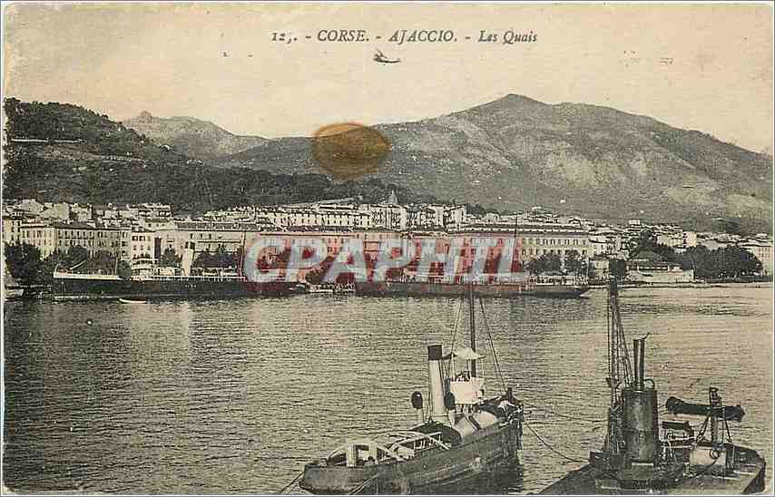 CPA Corse Ajaccio Les Quais Bateau
