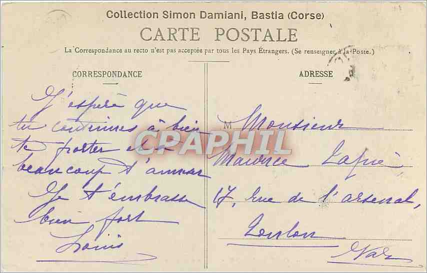 CPA Corse Ajaccio Maison Bonaparte La Salle a Manger  — Back