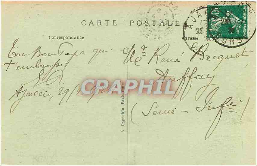 CPA Ajaccio Maison de Napoleon Chambre ou naquit Napoleon I  — Rückseite