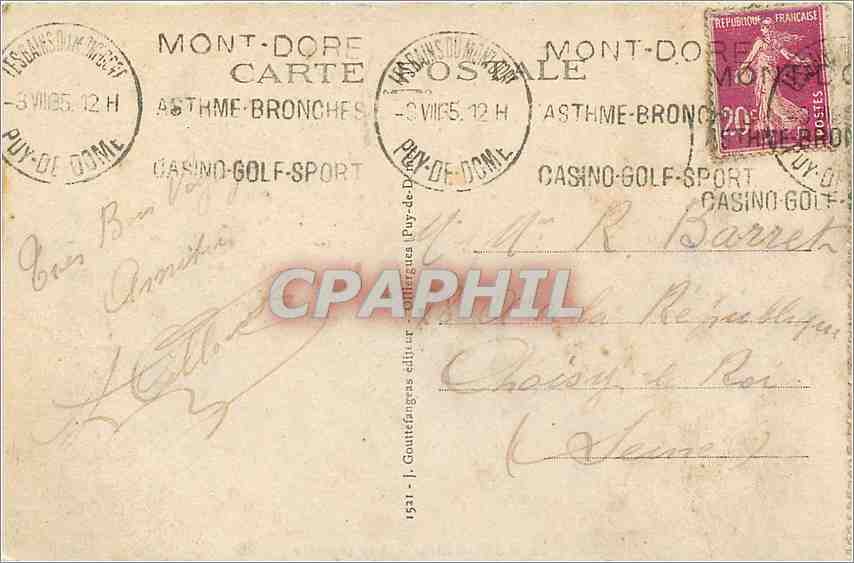 CPA Le Mont Dore Vue generale  — Verso