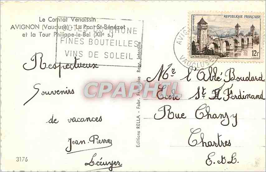 CPA Avignon Vaucluse Le Pont St Bezenet et la Tour Philippe le Bel  — Rückseite