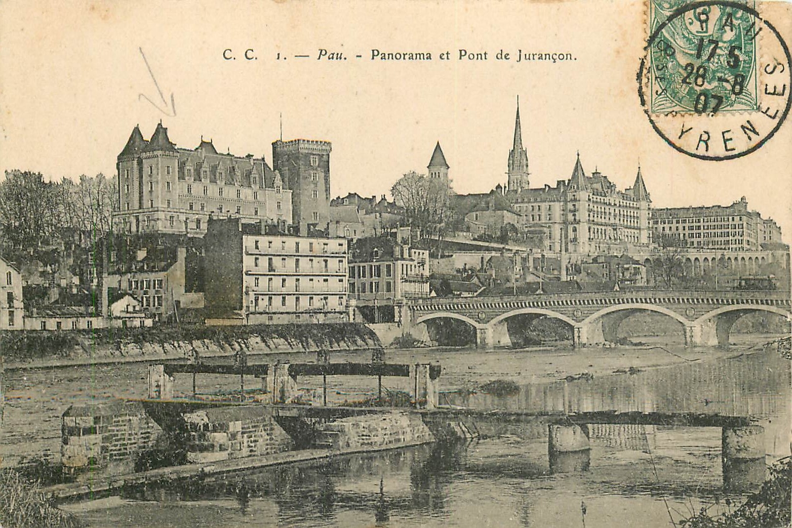 CPA Pau Panorama et Pont de Jurancon 