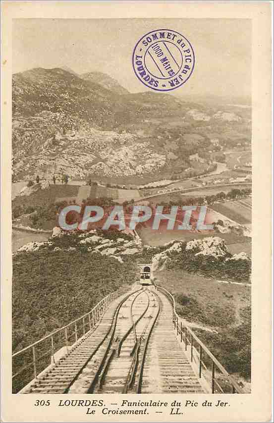 CPA Lourdes Funiculaire du Pic du Jer Le Croisement 