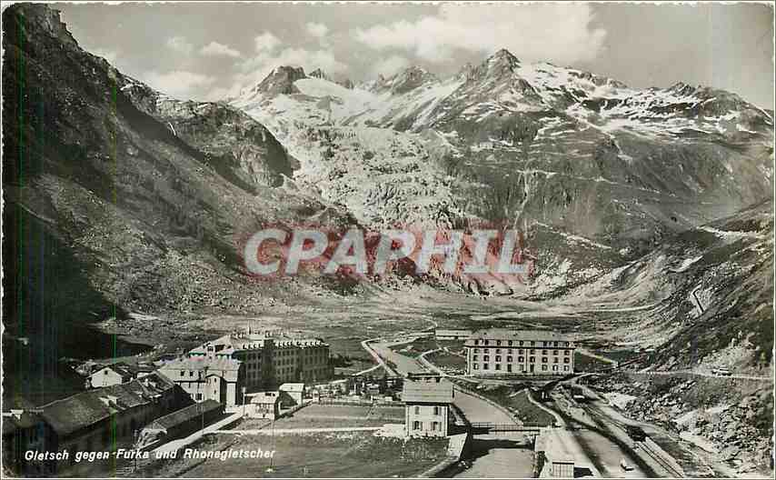 CPA Gletsch gegen Furka und Rhonegletscher 
