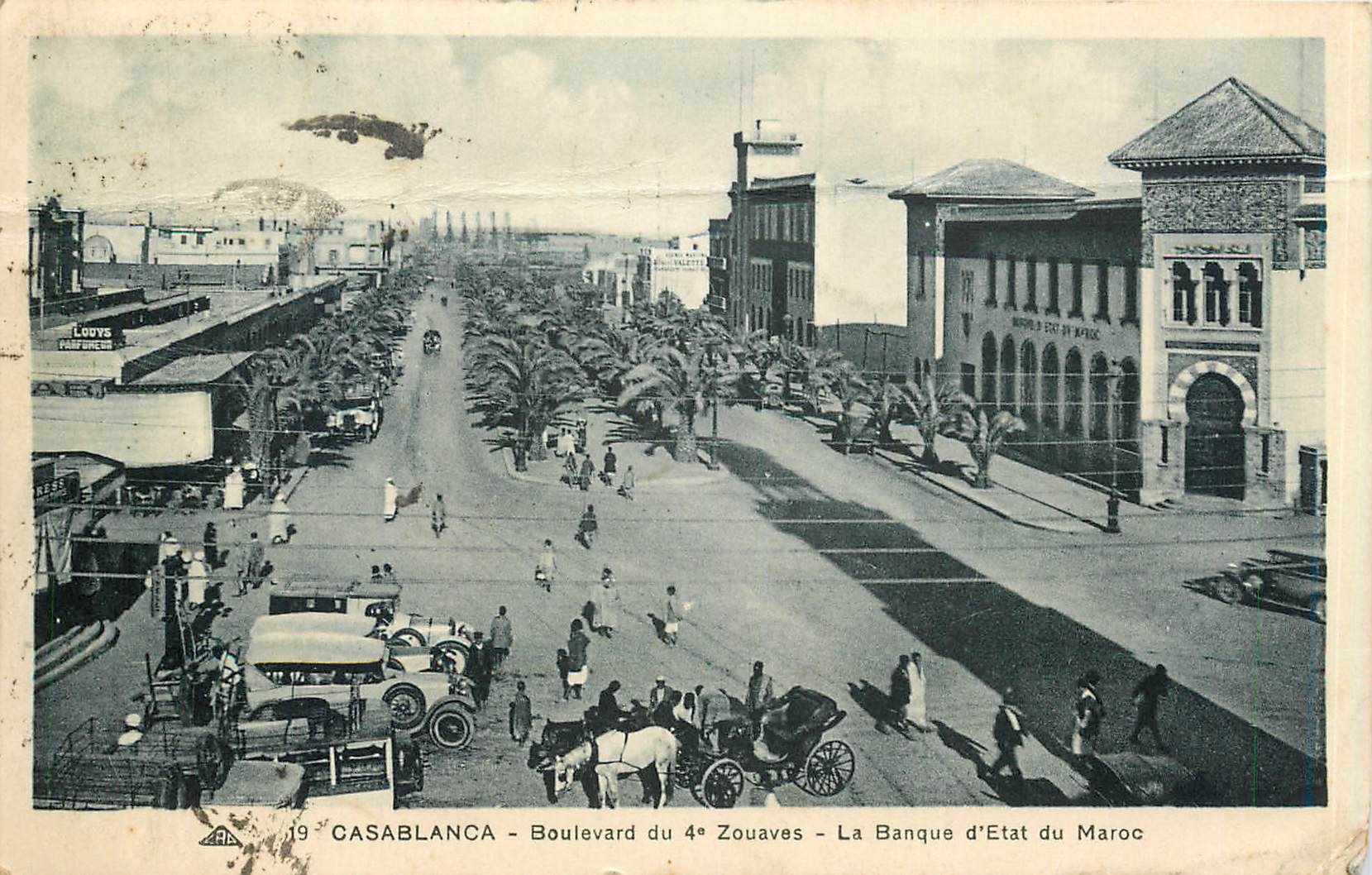 Casablanca - Boulevard du 4e Zouaves - La Banque d'Etat du Maroc — éditée par Louys