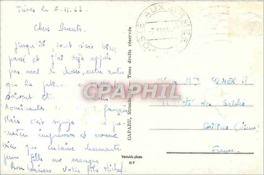CPA Allemagne Baden Baden Tubingen Fribourg Constance Service Social des Forces Francaises en Allema — Rückseite