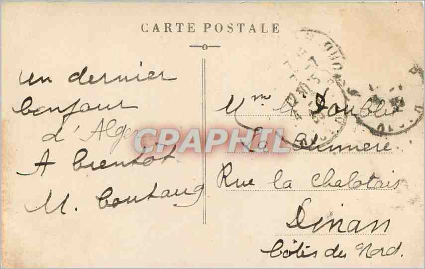 CPA Alger La Cathedrale et le Palais d'Hiver du Gouverneur  — Rückseite