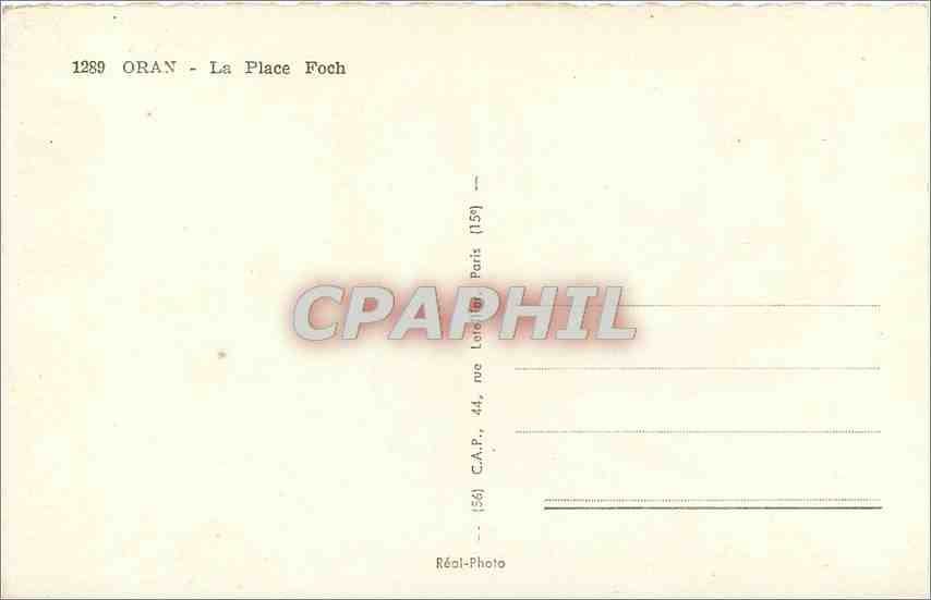 CPA Oran La Place Foch  — Rückseite