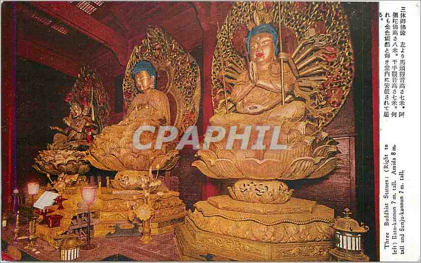 CPA Three Buddhist Statues 