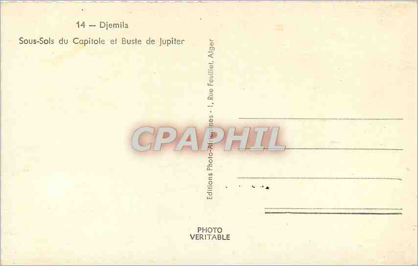 CPA Djemila Sous Sols du Capitole et Buste de Jupiter  — Rückseite