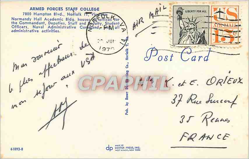 CPA Armed Forces Staff College Norfolk Virginia  — Back