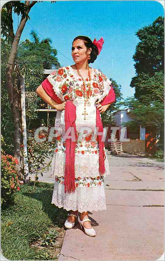 CPA Yucatecan Girl wearing the Regional Dress Yucatan Mexico 