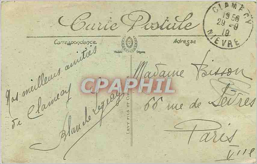 CPA Clamecy L'Eglise St Martin Le Porche  — Rückseite