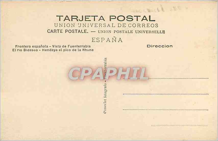 CPA Frontera espanola Vista de Fuenterrabla  — Back