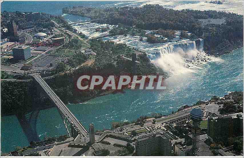 CPA Niagara Falls Canada Vue aerienne des chutes and americaines et le Pont Internationale Rainbow 