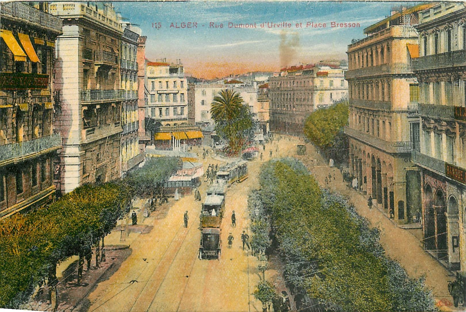 CPA Alger Rue Dumont et Place Bresson 