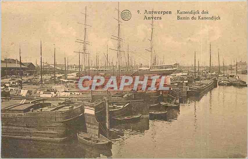 CPA Anvers Bassin du Kattendijck Bateaux