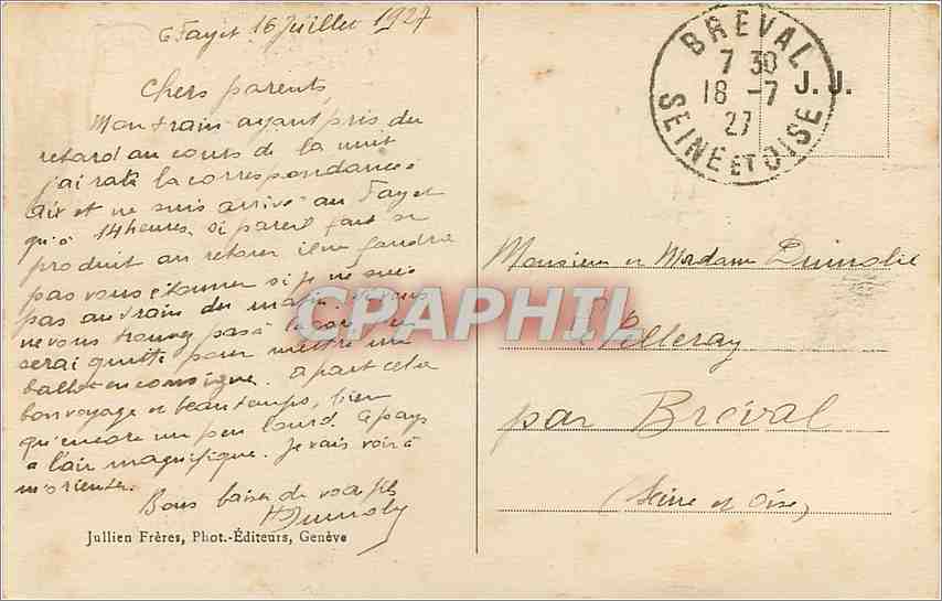 Le Fayet — Pont sur le Bonnant et le Grand Hôtel de la Savoie — J.J. 776 — Reverso