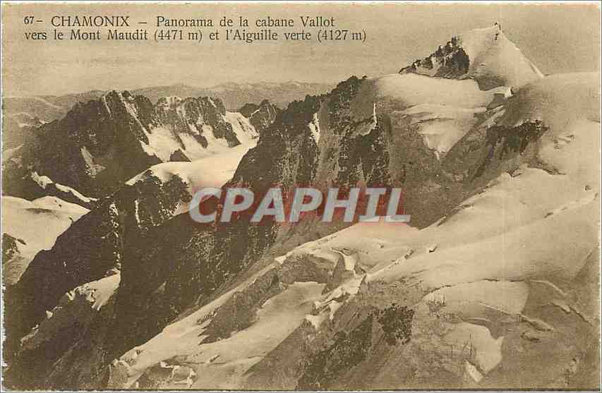 CPA Chamonix Panorama de la cabane Vallot vers le Mont Maudit et l'Aiguille verte 