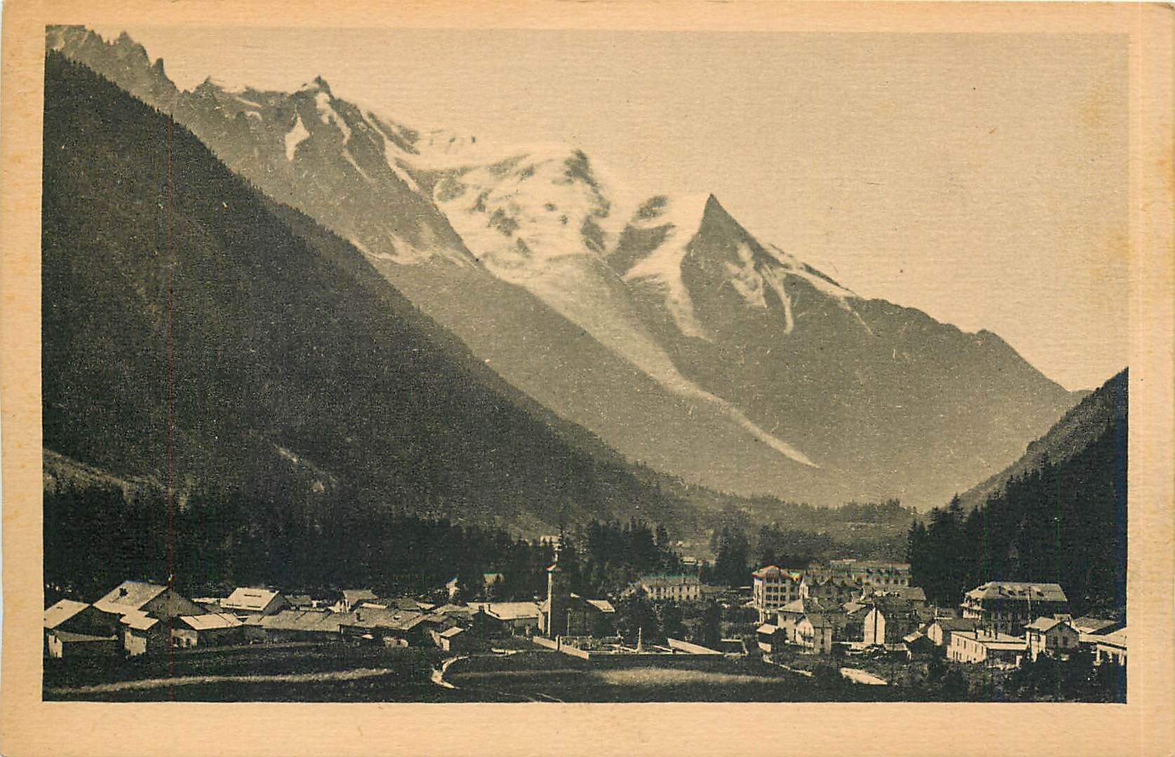 Argentière (Hte-Savoie) — Vue Générale et le Mont-Blanc — Héliogravure Coulier Magon
