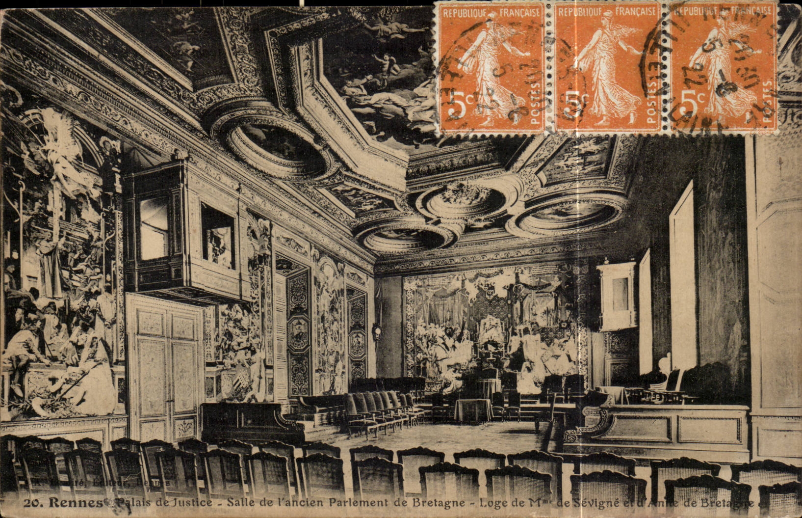 Rennes - Palais de Justice - Salle de l'ancien Parlement de Bretagne - Loge de Mme de Sévigné et d'Anne de Bretagne