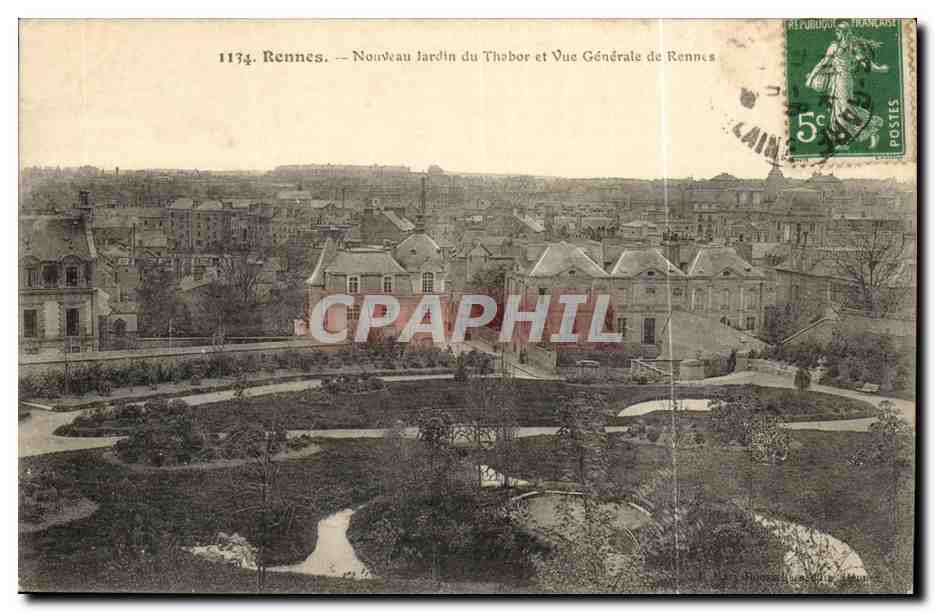 Rennes. — Nouveau Jardin du Thabor et Vue Générale de Rennes — Éditeur : C. Lain