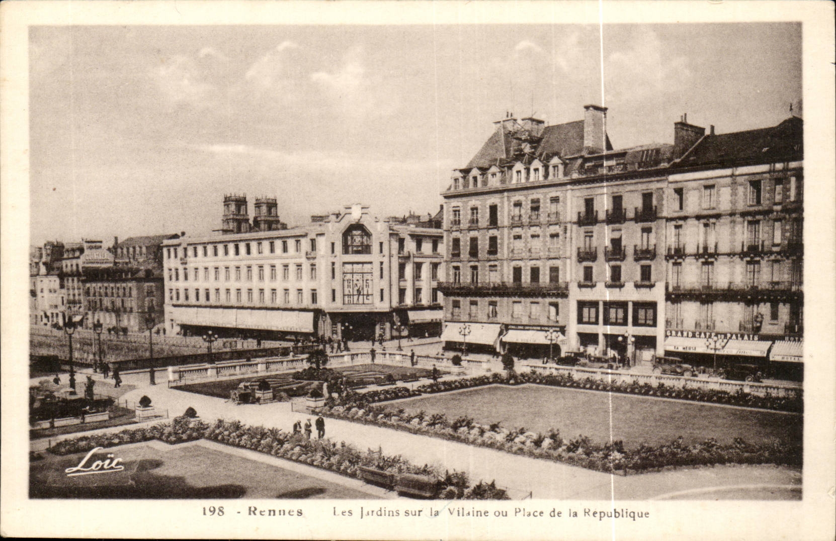 Rennes - Les Jardins sur la Vilaine ou Place de la République — éditeur Loïc, n° 198
