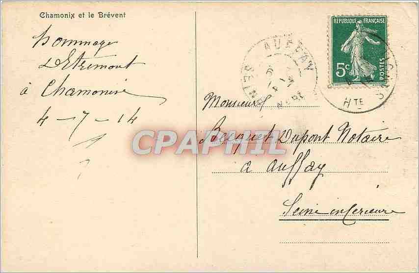 CPA Chamonix et le Brevent  — Verso