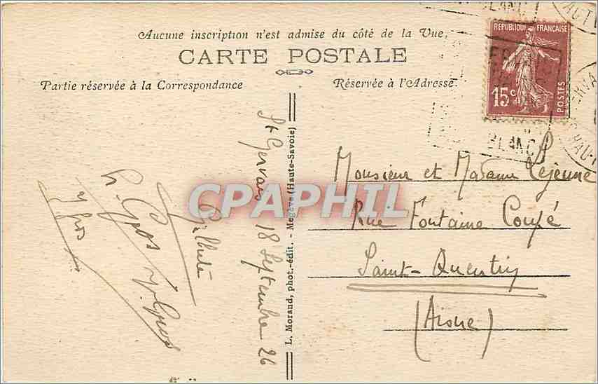 Saint-Gervais-les-Bains — Cheminée des Fées — L. Morand, phot.-édit. — Verso