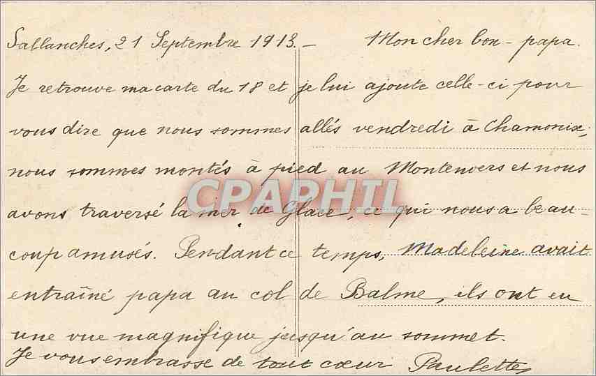 CPA Sallanches L'Evaux et les Quatre Tetes  — Rückseite