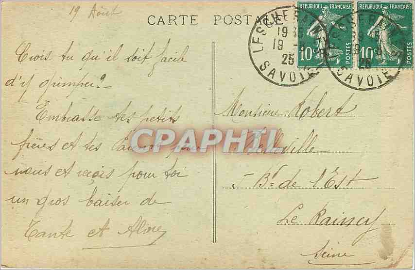 CPA Savoie Route d'Aix en Bauges Les Tours St Jacques Monolubes  — Rückseite