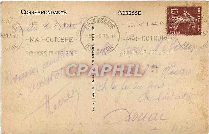 CPA Evian les Bains Promenade du Quai Baron de Blany  — Verso