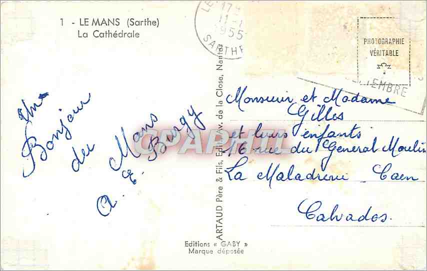 CPA Le Mans Sarthe La Cathedrale  — Rückseite