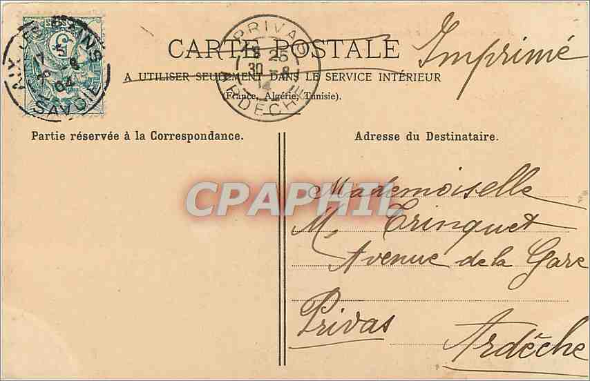 CPA Aix les Bains Le Grand Cercle  — Verso