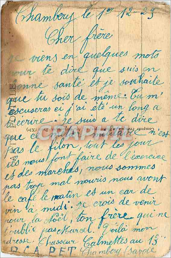 CPA Chambery Savoie Caserne Joppet Batiment PDF  — Rückseite