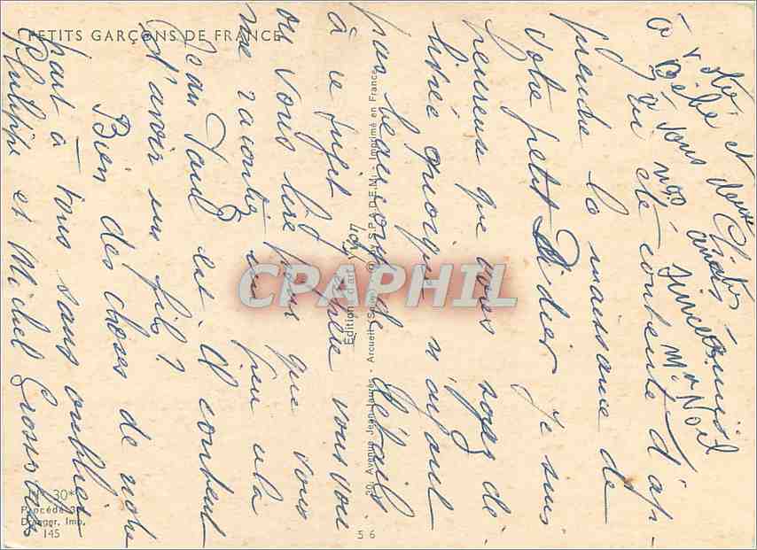 CPM Petits Garcons de France  — Verso