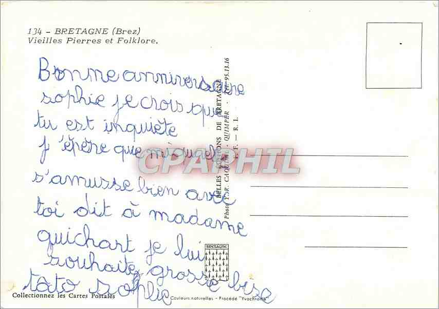 CPM Bretagne Brez Vieilles Pierres et Folklore  — Rückseite