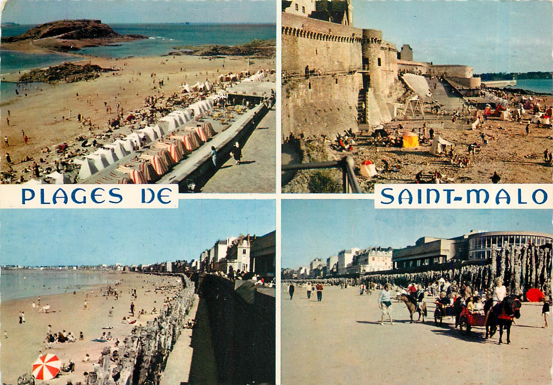 Strände von Saint-Malo — Panoramablick mit Schloss und Promenade — Éditions Châteauvin, Nr. MX 7794