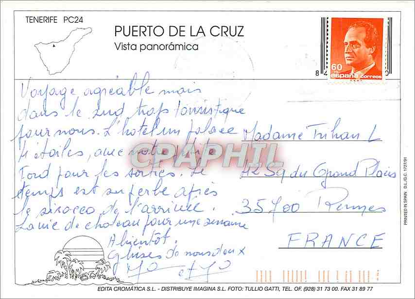 CPM Valle de la Orotava Tenerife  — Rückseite