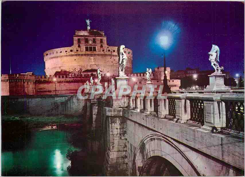 CPM Roma Chateau St Ange la nuit 