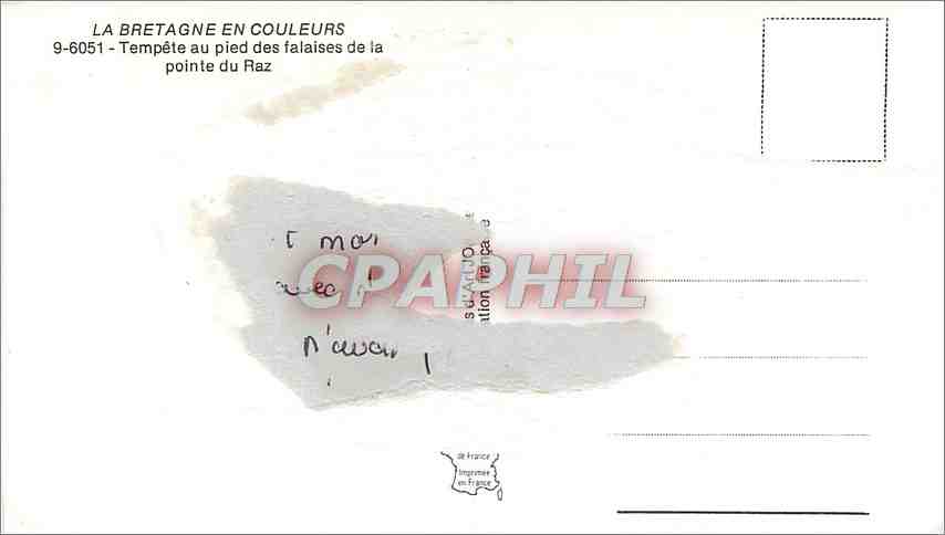 CPM Tempete au pied des falaises de la pointe du Raz  — Rückseite