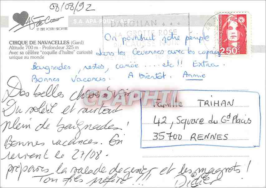 CPM Cirque de Navacelles Gard Avec sa celebre coquille d huitre curiosite unique au monde  — Rückseite