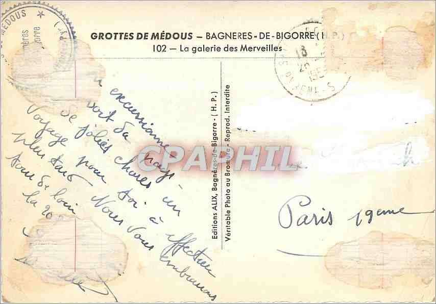 Grottes de Médous — Bagnères-de-Bigorre — 102 — La galerie des Merveilles — Éditions ALIX — Reverso