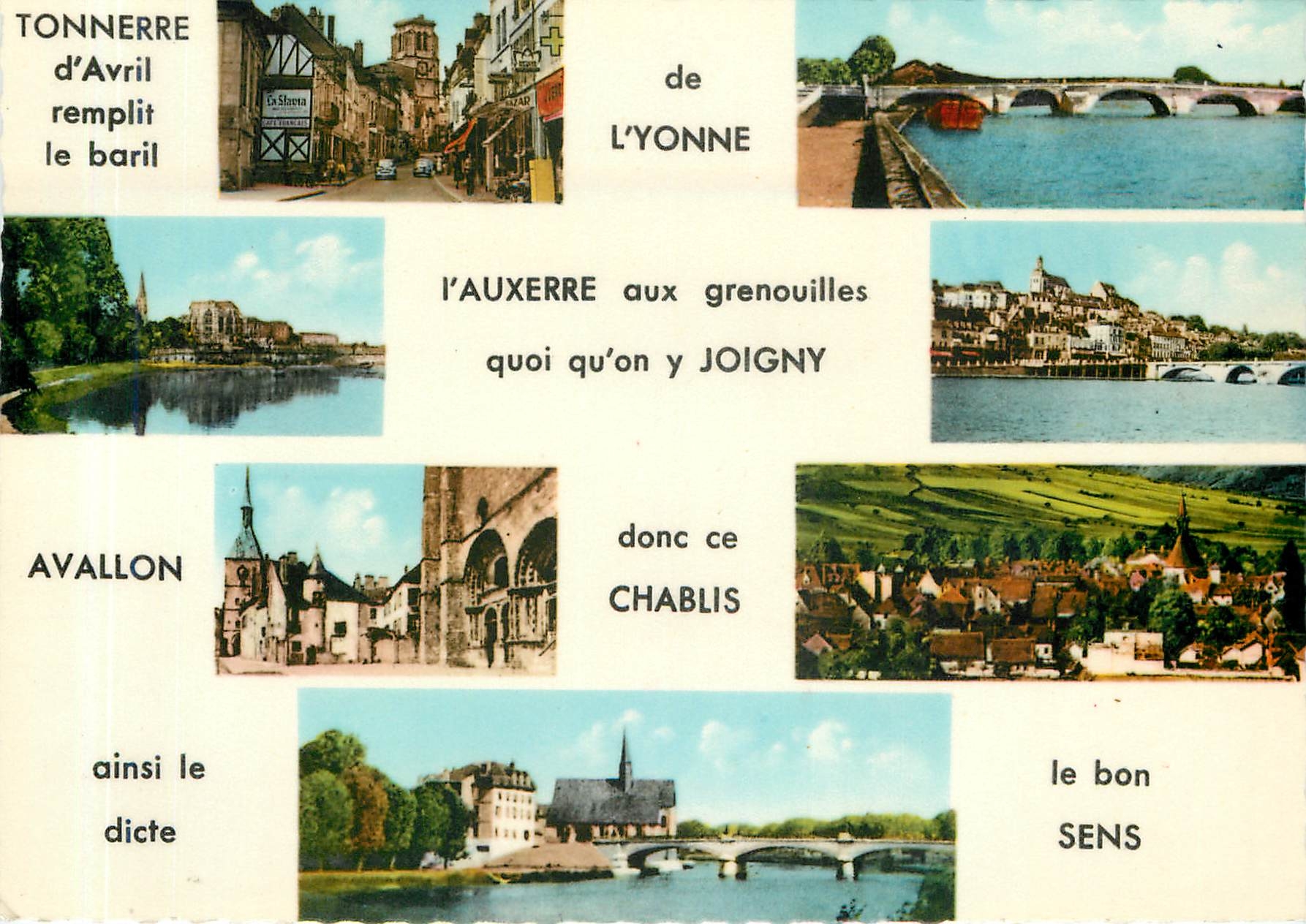 CPM L'Yonne Humoristique Tonnerre Joigny Avallon Chablis Sens