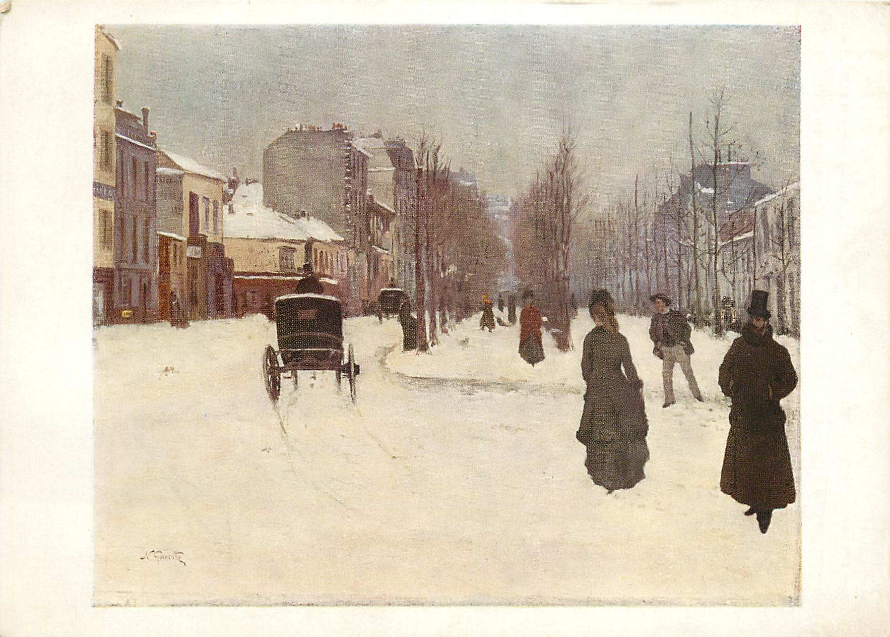 CPA Tate Gallery Norbert Goeneutte The Boulevard de Clichy Under Snow 1876 
