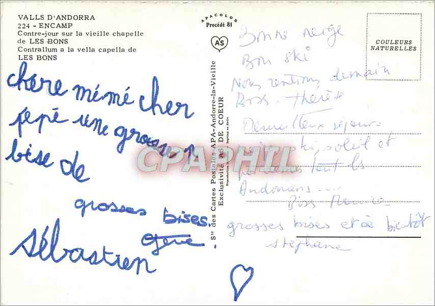 CPA Valls d'Andorra Encamp Contre jour sur la vieille chapelle de Les Bons  — Rückseite