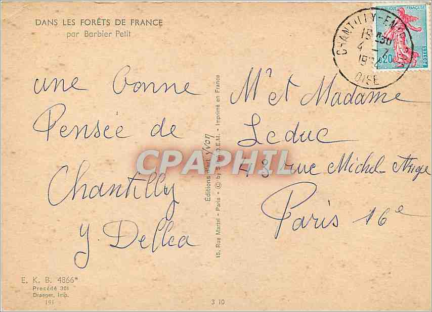 CPA Dans les Forets de France par Barbier Petit  — Rückseite