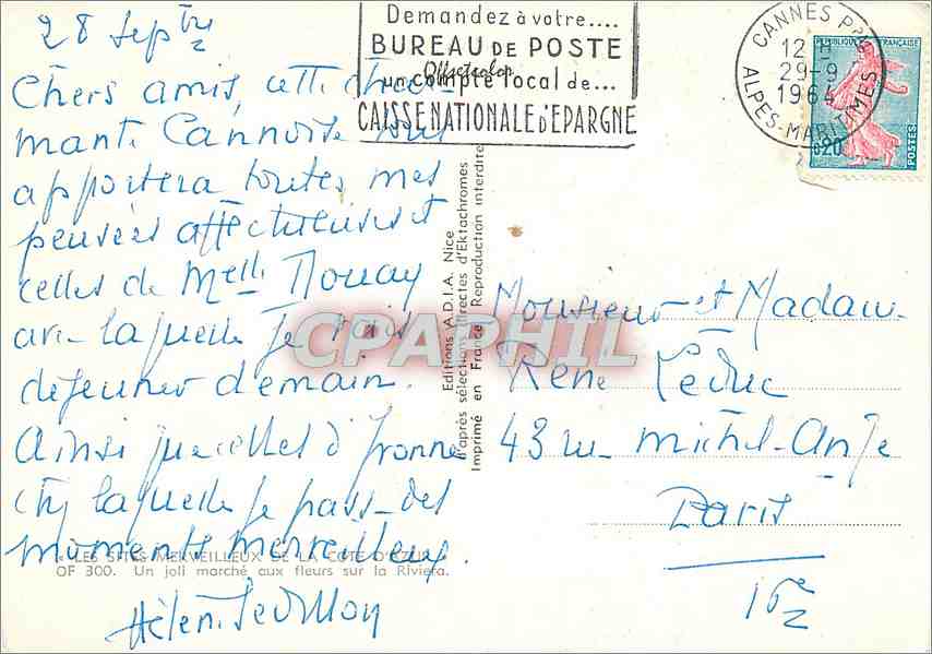 CPA Les sites Meirveilleux de la Cote d'Azur Un joli marche aux fleurs sur la Riviera  — Rückseite