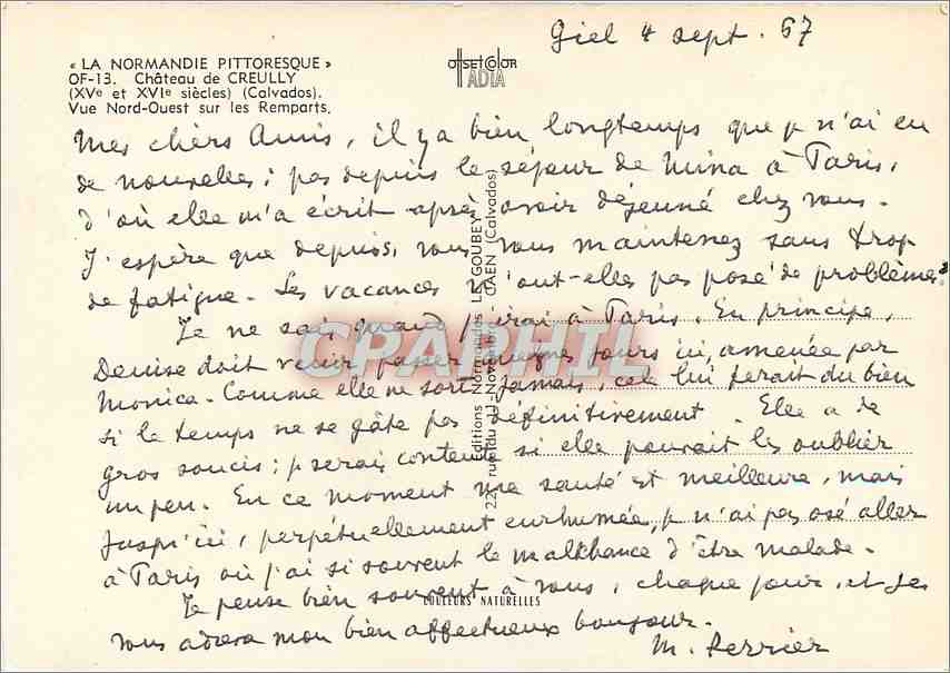 CPA Chateau de Creully Vue Nord Ouest sur les Remparts  — Verso
